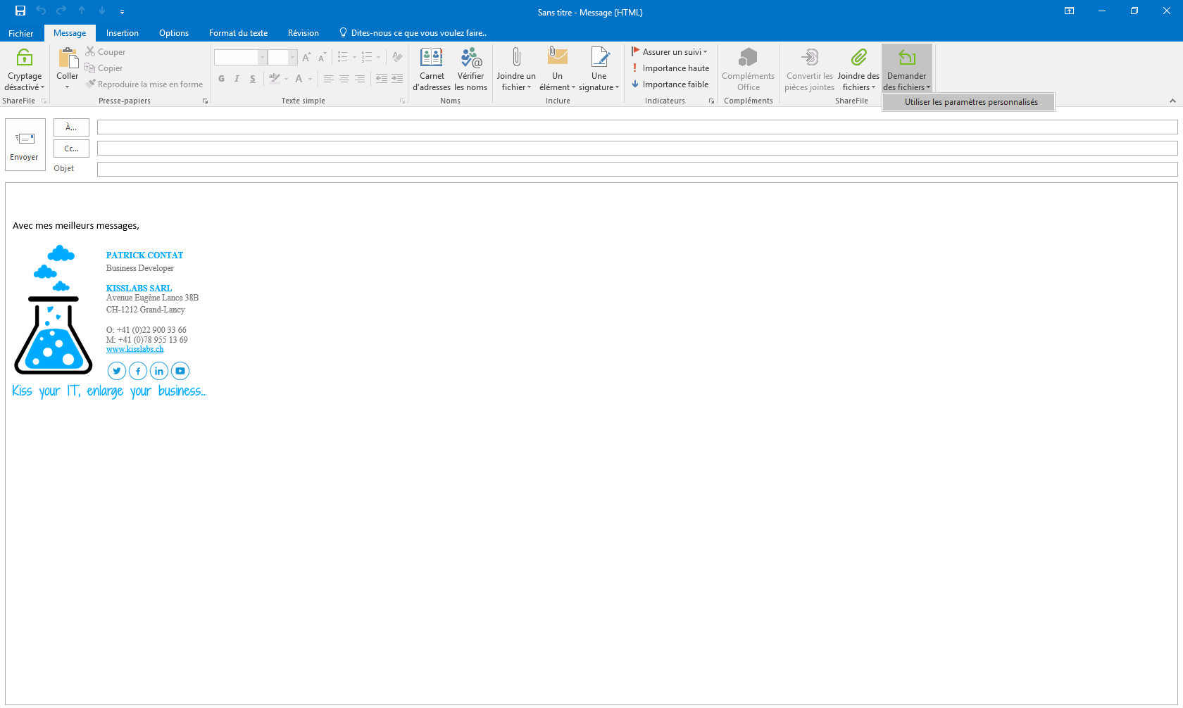KissFile - Citrix ShareFile - Demande de fichier via Outlook